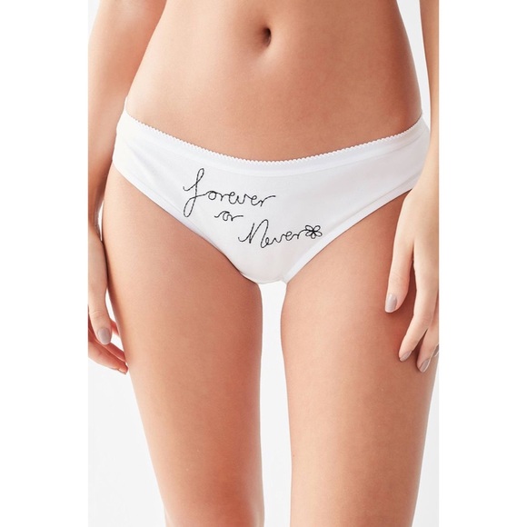 NWT UO Out From Under Embroidered Text Bikini White Med - Forever Or Never - Picture 2 of 11
